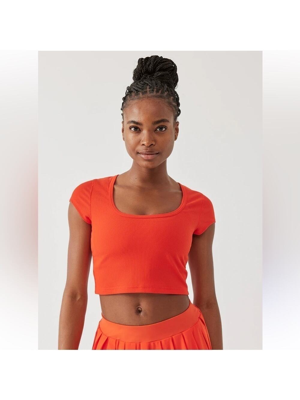 OUTDOOR VOICES SUPERFORM RIB SHORT SLEEVE LADYBUG RED CROPPED T SHIRT